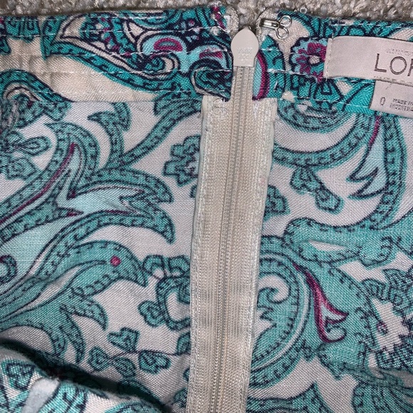 LOFT Green & Cream Zip Up Skirt size 0 - Picture 7 of 10
